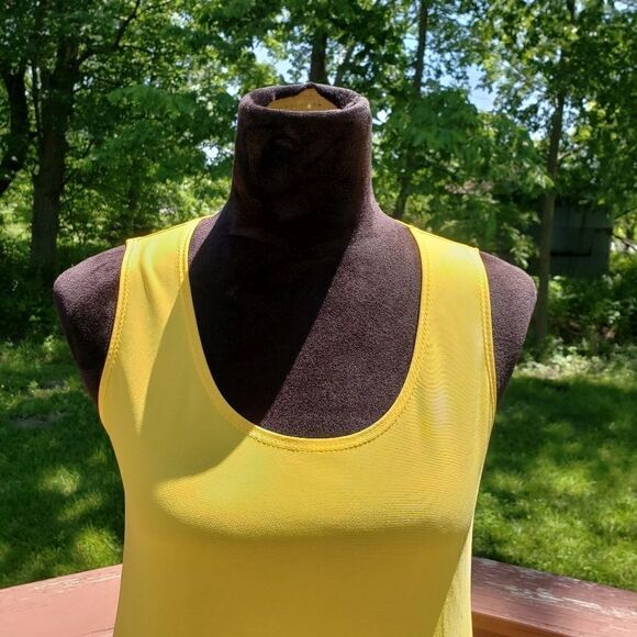 Slinky Brand Yellow Sleeveless Blouse Women’s Small Flowy Stretch Scoop Neck, Sm - Picture 4 of 14